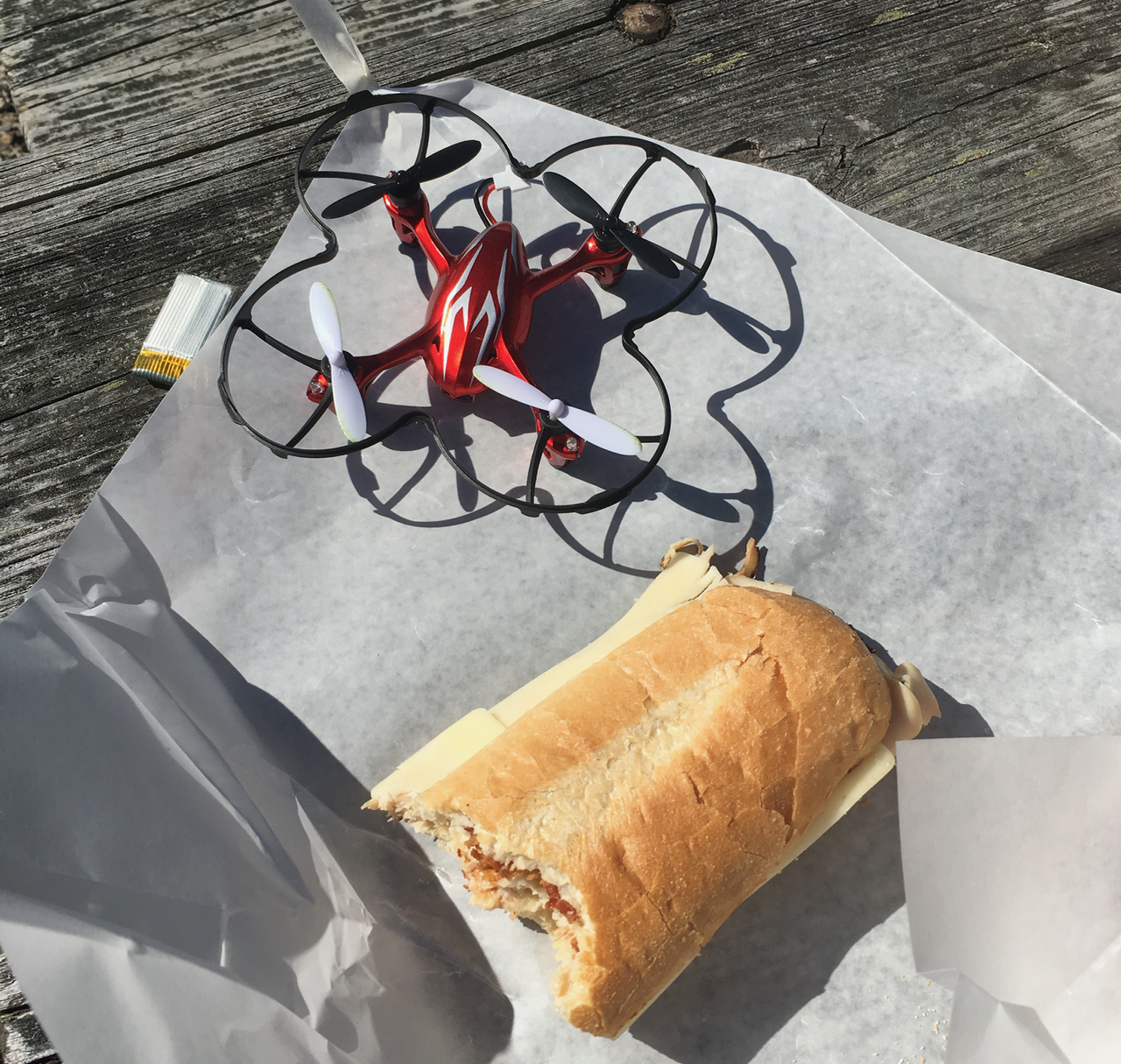 Hubsan X4 H107c with sandwich for scale